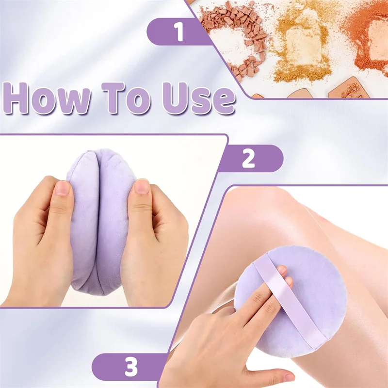 超ソフトベルベットルースパウダー化粧パフ、大型ボディパウダーパフ、洗える特大両用メイクスポンジ（顔・体用）