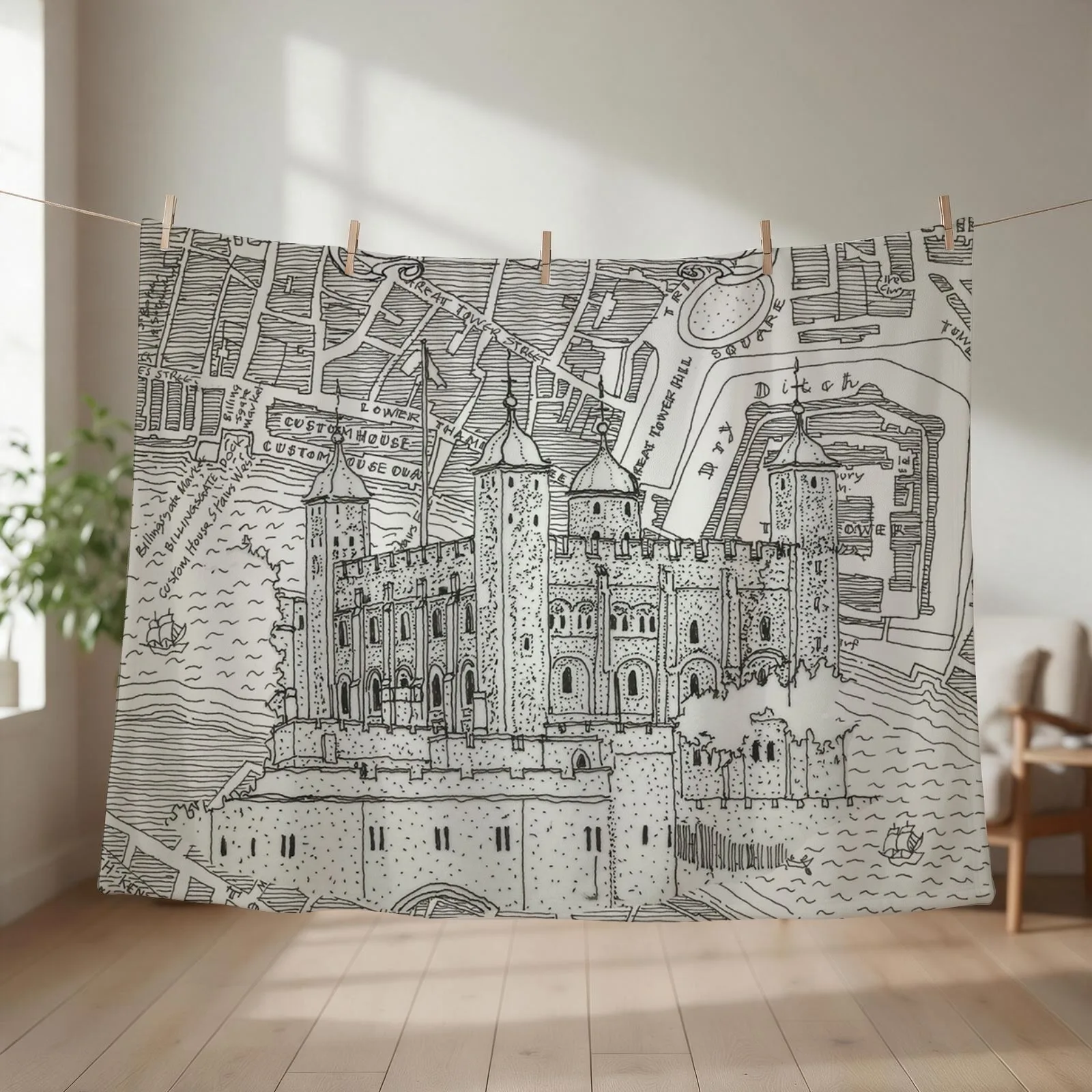TOWER OF LONDON Throw Blanket couch cozy soft plush fuzzy picnic outdoor blanket