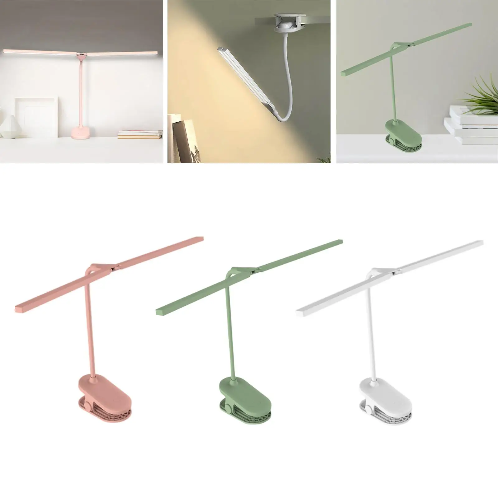 Clip on Reading Light, LED USB Desk Lamp with 3 Color Modes, Eye Protection