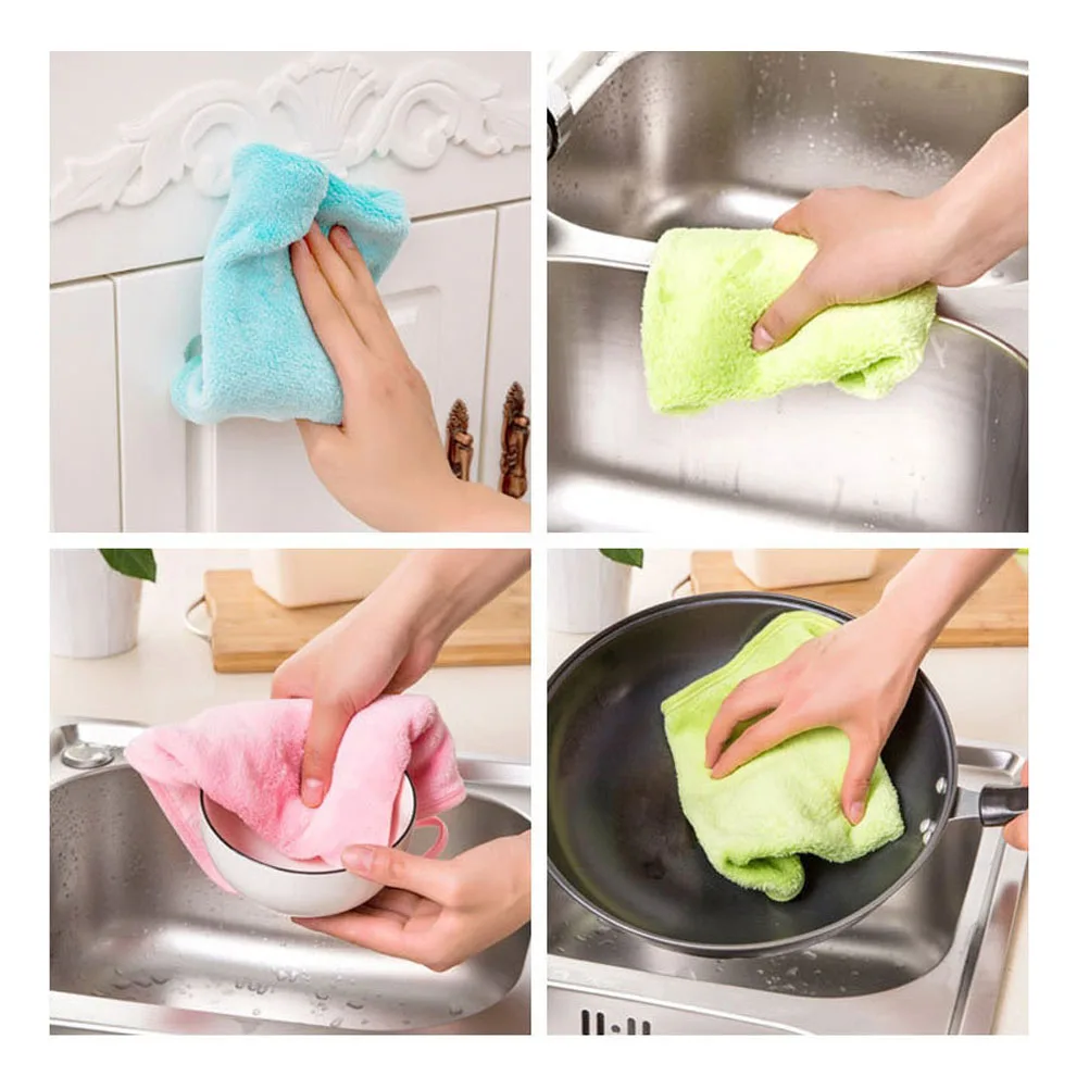 

2 Pcs Super Soft Absorbent Kitchen Cleaning Cloth Non-stick Lint-free Dish Towel Mop Cloth