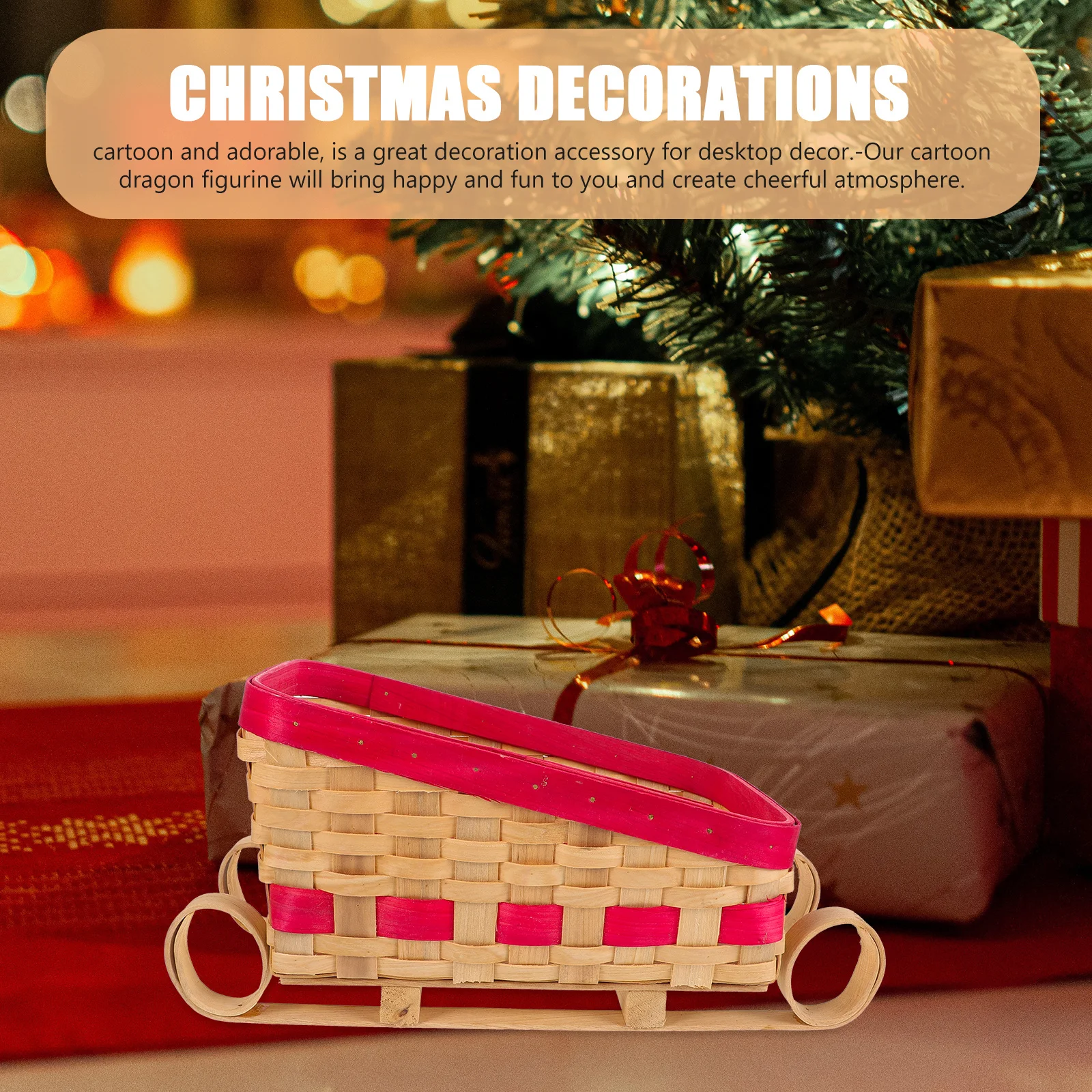 

Sleigh Shape Decoration Table Christmas Decor Classical Holiday Sleigh Ornament Festive Xmas Party Favor Lightweight