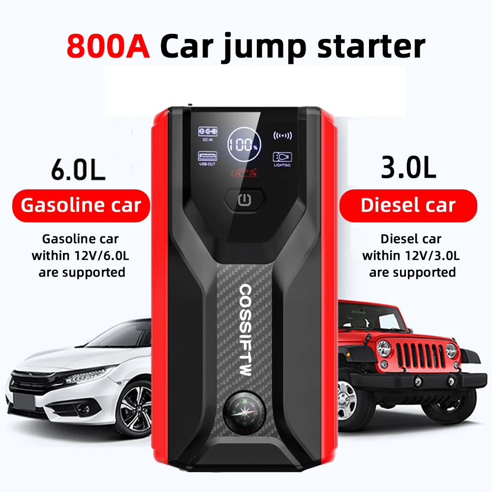 COSSIFTW Hot Car Battery Boost Start Device Portable 10000Mah 12V Multi-Function Mobile Power Car Jump Starter LED LCD Display