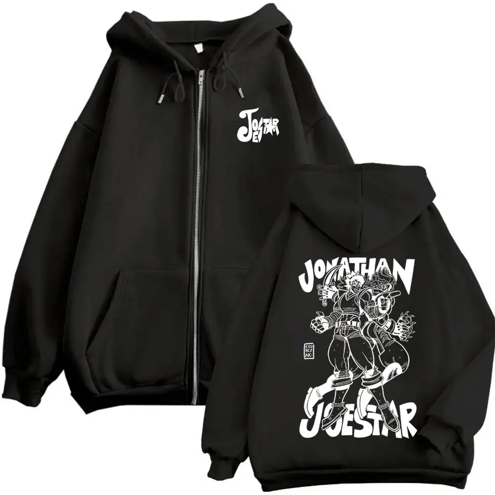 

Anime JoJo's Bizarre Adventure Zipper Hoodie Jonathan Joestar Zip Up Jacket Men Women Casual Vintage Oversized Zip Up Sweatshirt