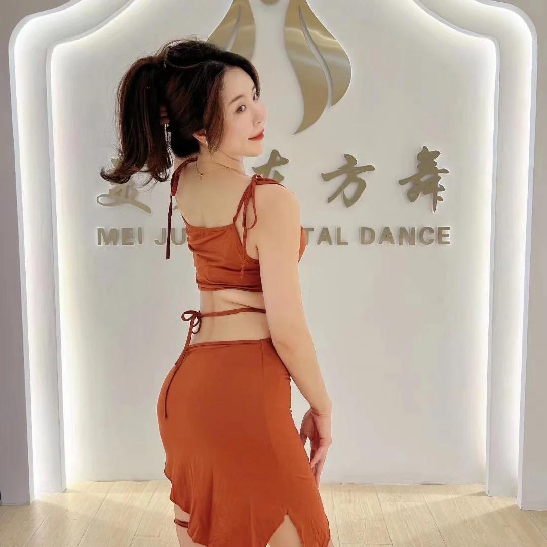 Fato de dança do ventre feminino, roupas de dança, terno para aula performance, prática, trajes folclóricos chineses, roupas dançantes para palco, 2023