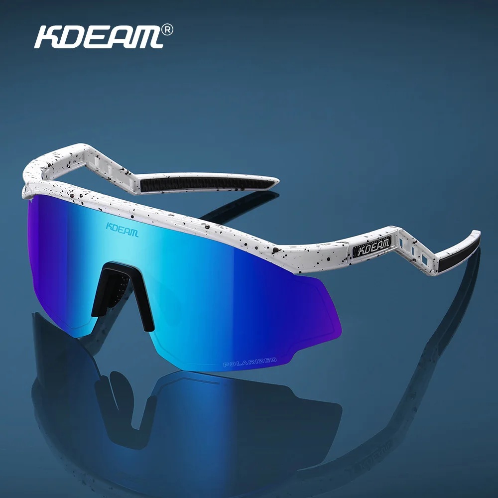 KDEAM Men's Goggle Sunglasses for Sports Polarized Unbreakable TR90 Frame One Piece 1.1mm Thicknes Mirror Lens Sun Glasses