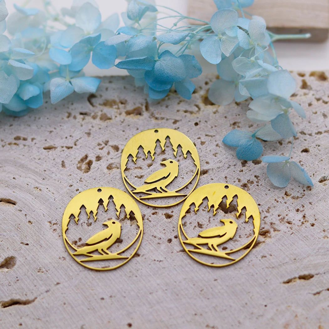 3pcs Exquisite Crescent Star Lotus Charms Dragon Crow Cat Bee Fairy Elf Stainless Steel Pendant Jewelry Making diy Accessories