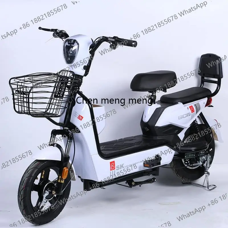48V 350W Electric Moped Scooter 14 Inch Vacuum Tire 2 Seats Electric Bike Electric Bicycle for Adults