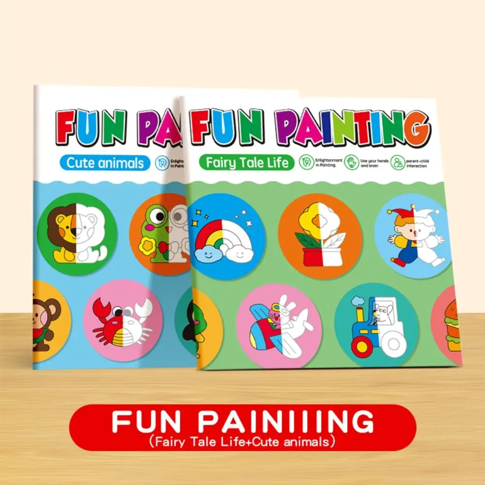 Animals Patterns Half-Coloring Book Imitative Ability Educational Fun Graffiti Art Activities Interactive Doodling