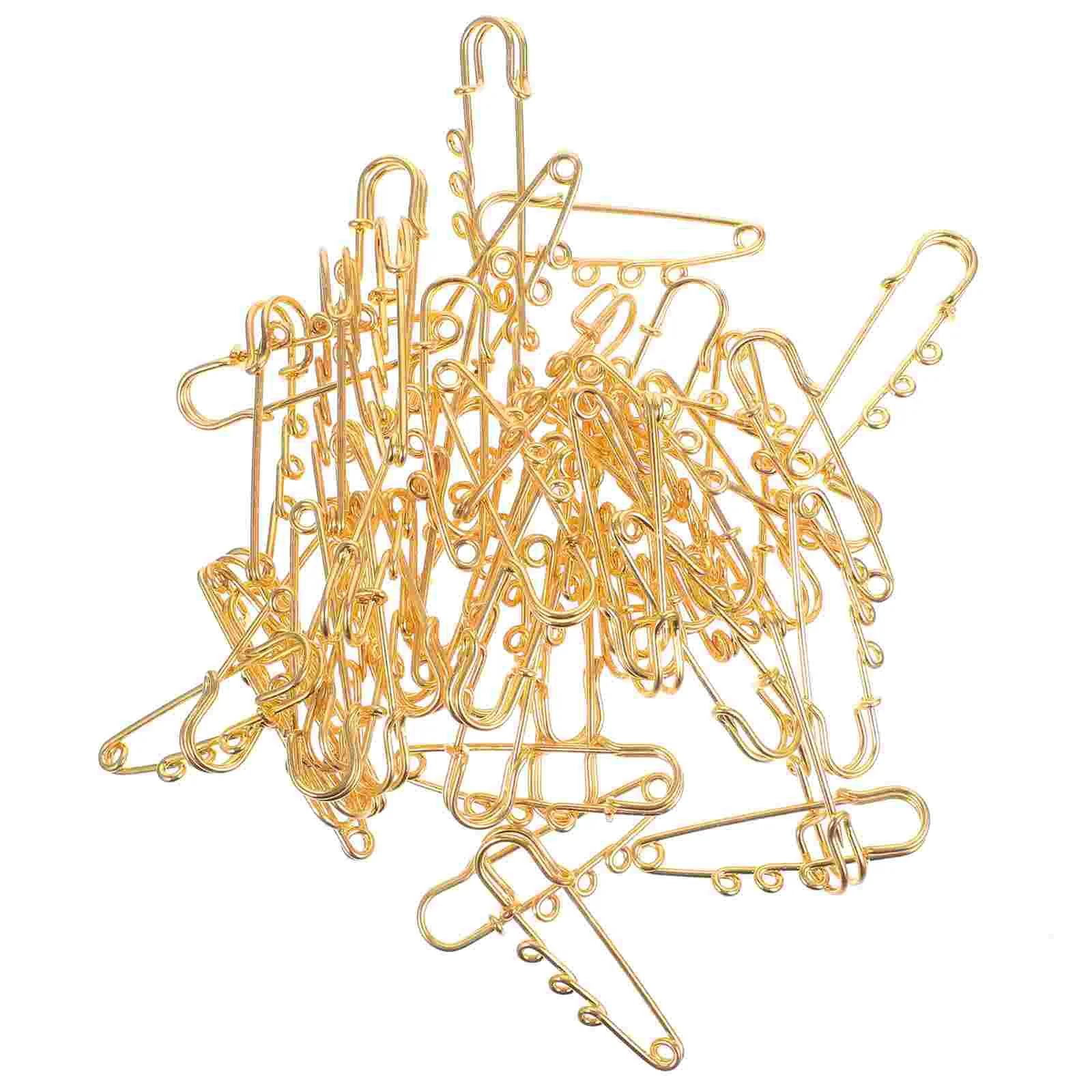 50 Pcs Jewlery 3-Hole Safety Pin DIY Clothes Alloy Brooch Pins Jewelry Golden Decorative