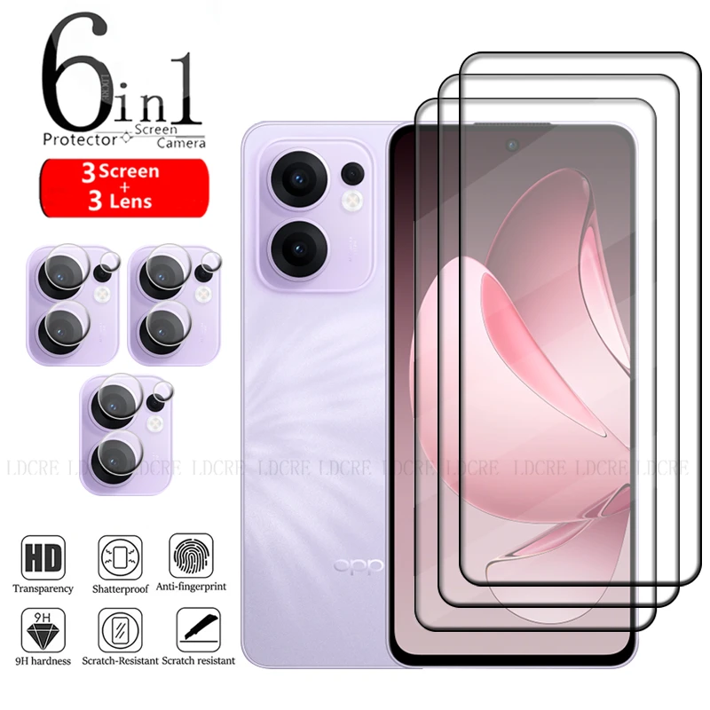 

6in1 Full Cover Glass For OPPO Reno 13F Glass Reno 13F Tempered Glass 9H Protective Screen Protector Reno 13F Reno13F Lens Glass