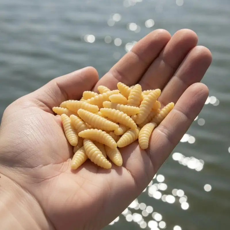 50Pcs Realistic Maggot Soft Lure Multicolor Bionic Breadworm Bait for Bass Trout Luya Fishing Activities