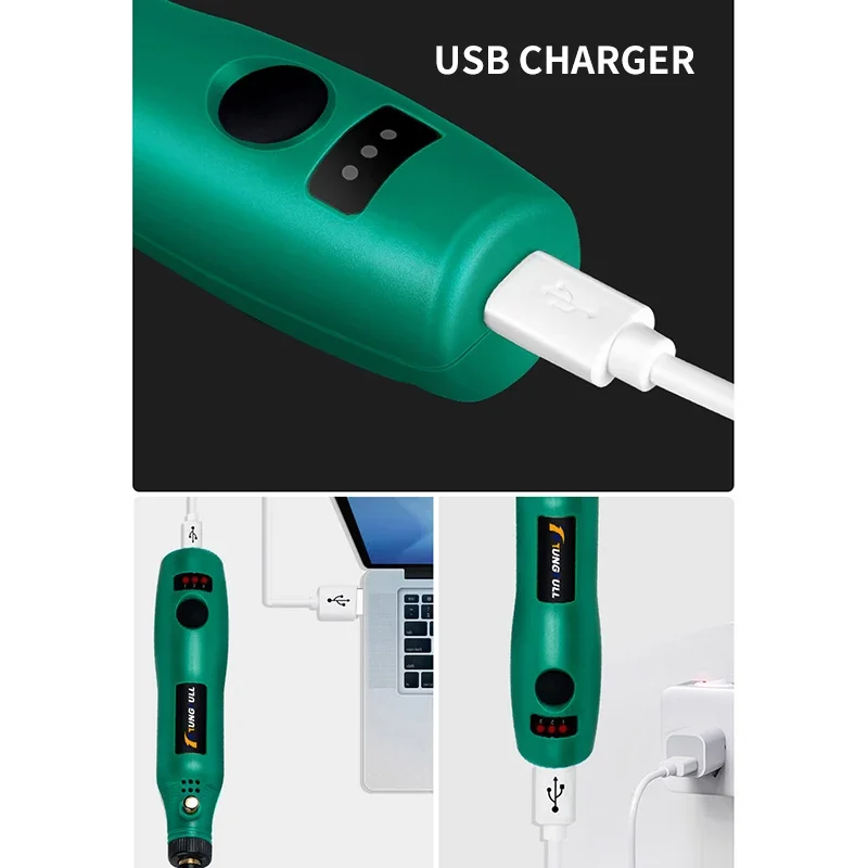 Meuleuse électrique sans fil USB, perceuse sans fil, Mini perceuse électrique, stylo à graver, Machine à polir, Mini perceuse à graver à 3 vitesses