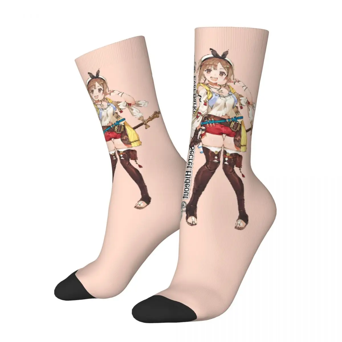 Happy Funny Men's compression Socks Lovely Leslie Stott Retro Harajuku Atelier Ryza Role Playing Game Casual Crew Crazy Sock