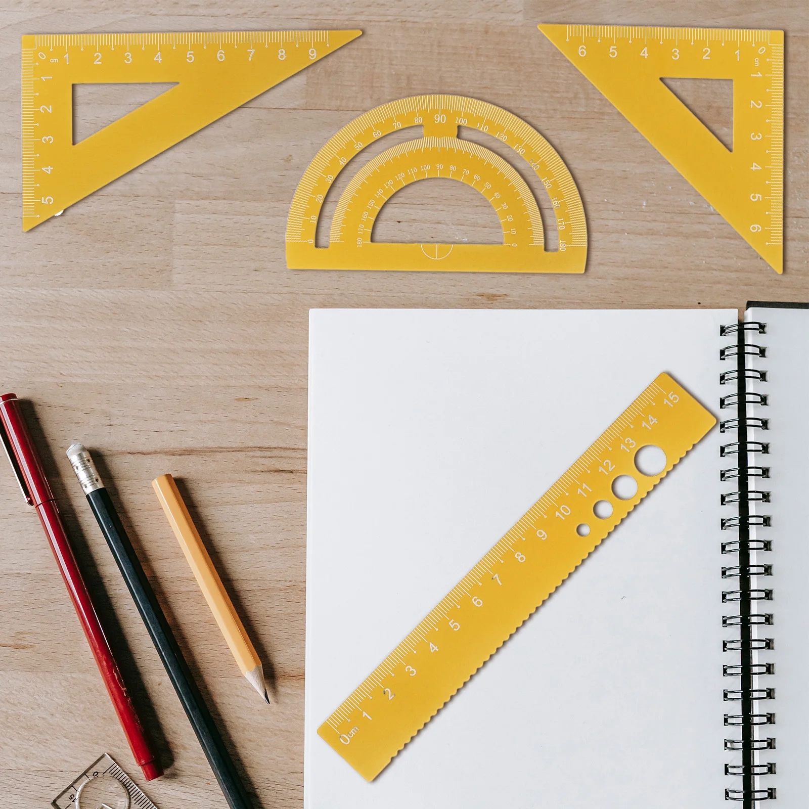 4 قطعة مجموعة مسطرة سبائك الألومنيوم مقياس معدني لقياس رسم الرياضيات أداة مكتبية للمدرسة أدوات مكتبية محمولة #2