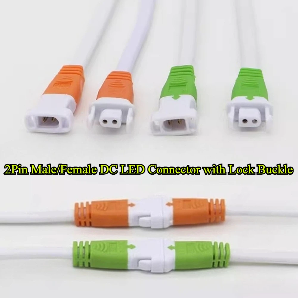 20Pcs LED Power Connectors with Lock Buckle 15cm length cable Male Female jack 2-Pin Plug Pitch 3mm for driver LED Strip Lights