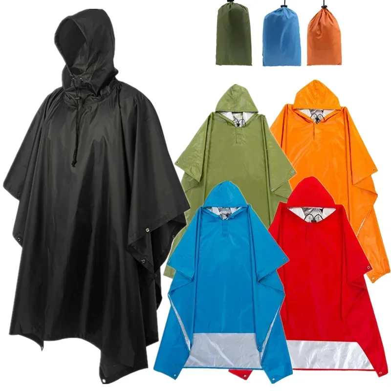 3 in 1 Waterproof Adult Long Raincoat Women Men Rain Coat Jacket Hooded Poncho for Outdoor Hiking Travel Fishing Rainwear Suit