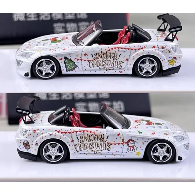 MicroTurbo MT 1/64 Honda S2000 Kerst Limited Edition Legering Speelgoed Motorvoertuig Diecast Metaal Model