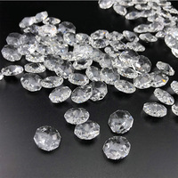 100pcs 14mm K9 Crystal Octagon Beads with Two Holes, Clear Glass Loose Beads for Jewelry Making, Strands DIY Craft Supplies (Who