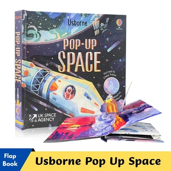 Usborne-libros de imágenes educativos Pop Up Space para niños, libro con solapa de cartón 3D para aprendizaje en inglés, juguetes Montessori para bebés