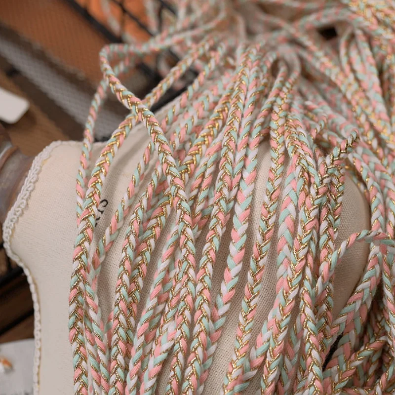 Pink Blue Cotton Braid Weaved Ribbon Frills Lace Collar Trim Fringe For Curtains Apparel Fabric Headwear Sewing DIY Craft