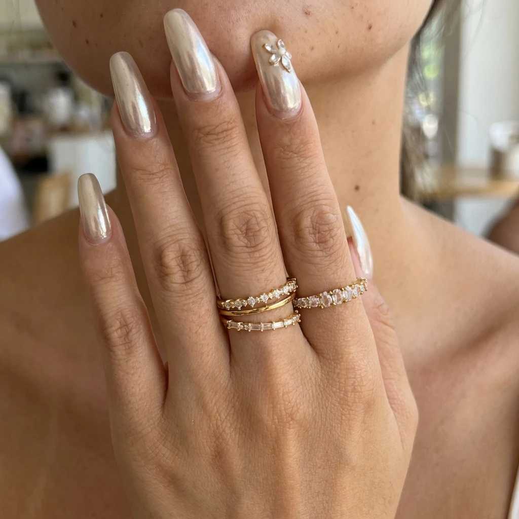 4-teiliges glänzendes Zirkonia-Stapelring-Set für Damen, exquisiter goldfarbener geometrischer CZ-Fingerring, Freundschaftsschmuck-Accessoires – Detail 3