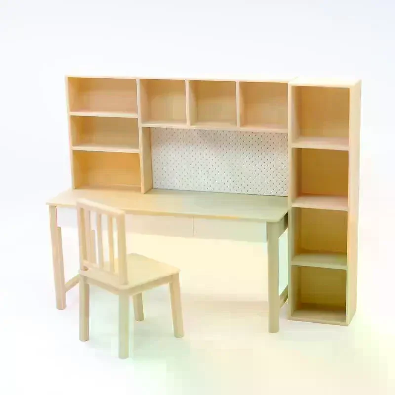 

1 Set 1/12 Scale Dollhouse Miniature Furniture Kit Mini Combination Desk Model Home Study Room Bookshelf Decor