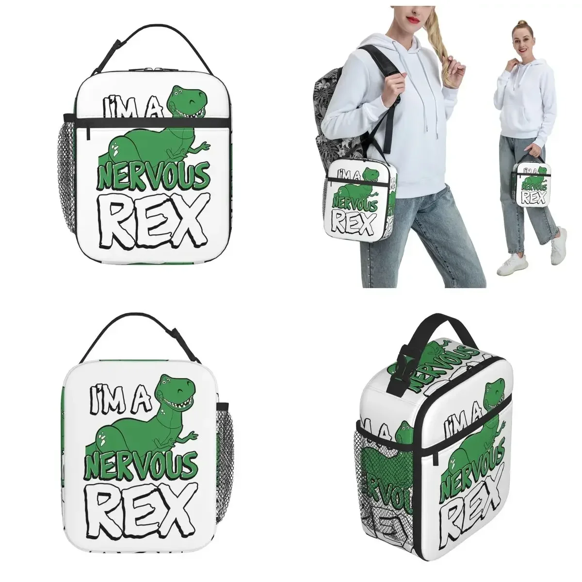 Nervous Rex Toy Story Woody Insulated Lunch Bag Cooler Bag Reusable Cartoon Portable Tote Lunch Box Bento Pouch College Outdoor