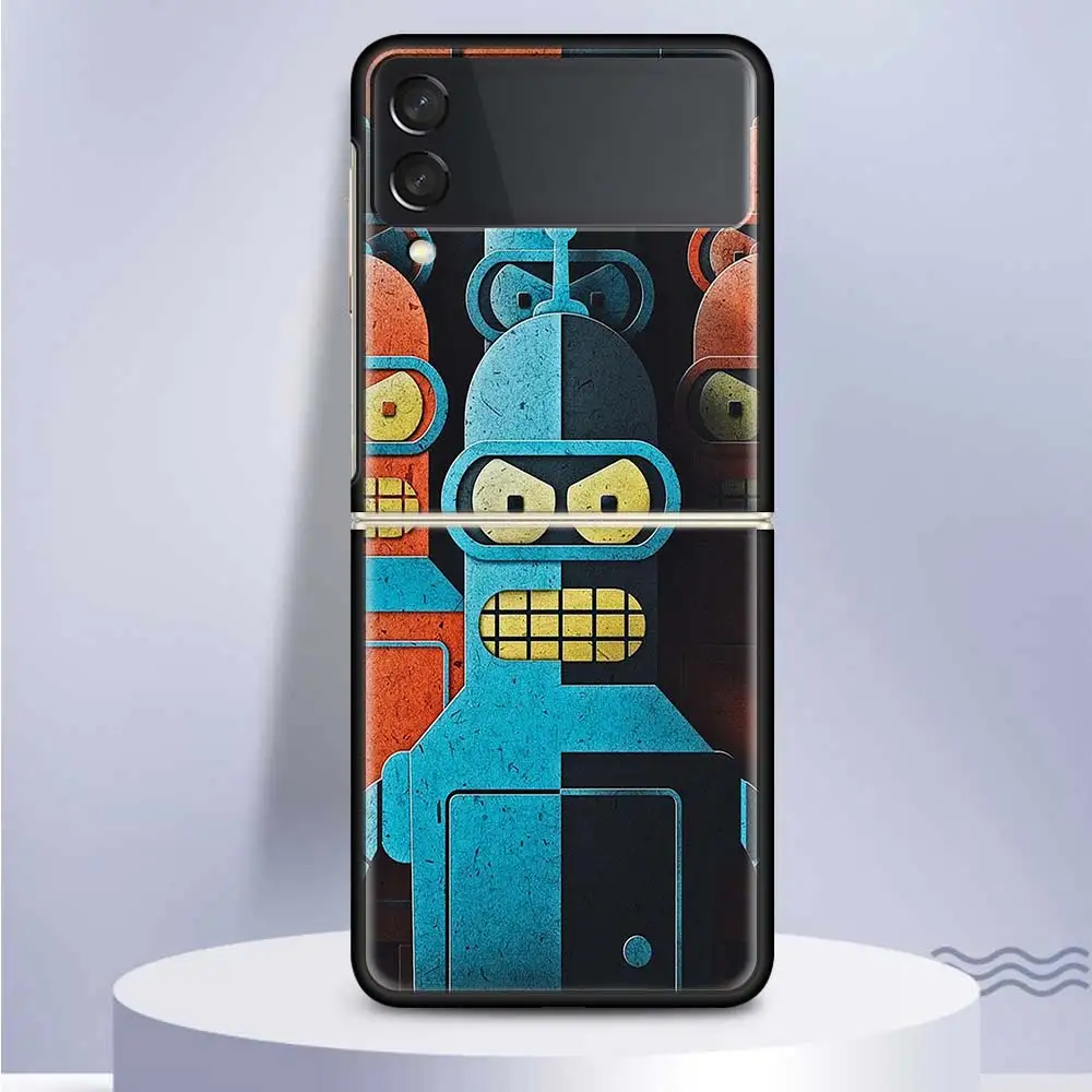 Cartoon F-Futuramas Hard PC Clear Phone Case Cover for Samsung Galaxy Z Flip 5 4 3 5G Flip3 Flip4 Flip5 Customized Fundas