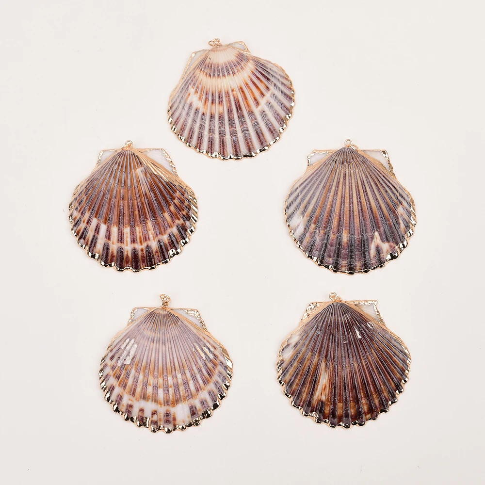 APDGG 5Pcs Sector Shell Pendant Charms For DIY Necklace Bracelet Anklet Furniture Accessories Sewing Craft Jewelry
