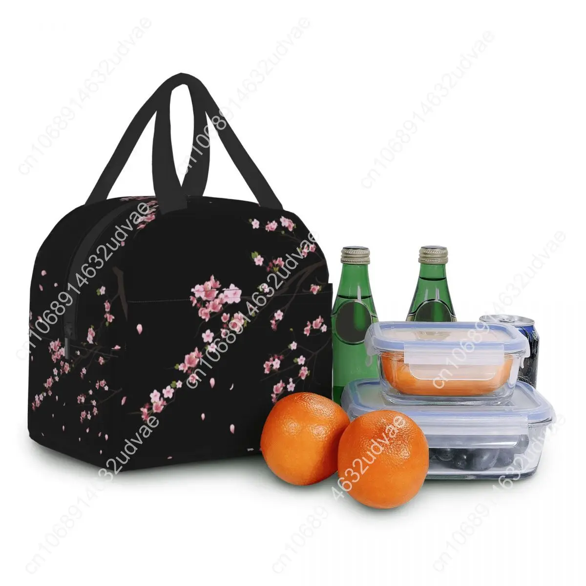 Japanese Sakura Branch Insulated Lunch Bag for Women Portable Waterproof Flower Floral Cherry Blossom Cooler Thermal Bento Box