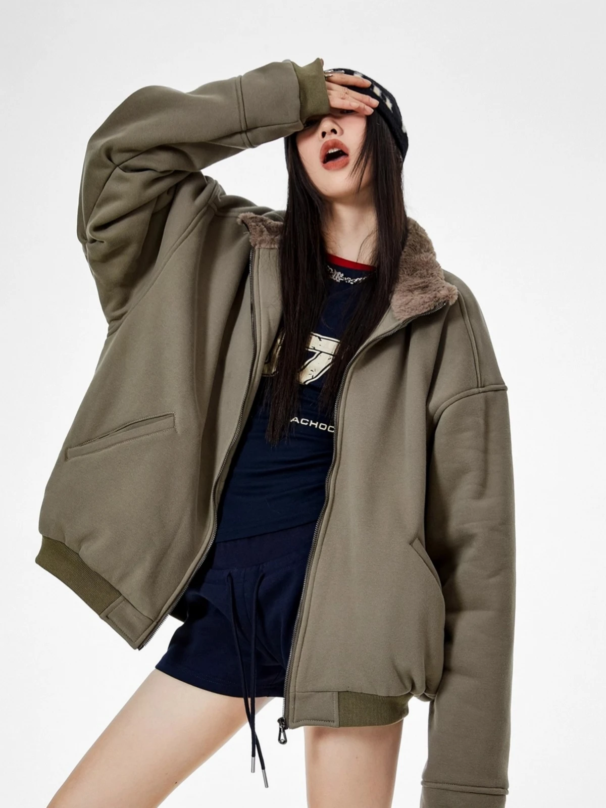 

Ретро американский кардиган на подкладке с воротником-стойкой, открытый кардиган, куртка для мужчин и женщин, осень-зима, простое повседневное теплое хлопковое пальто, модное