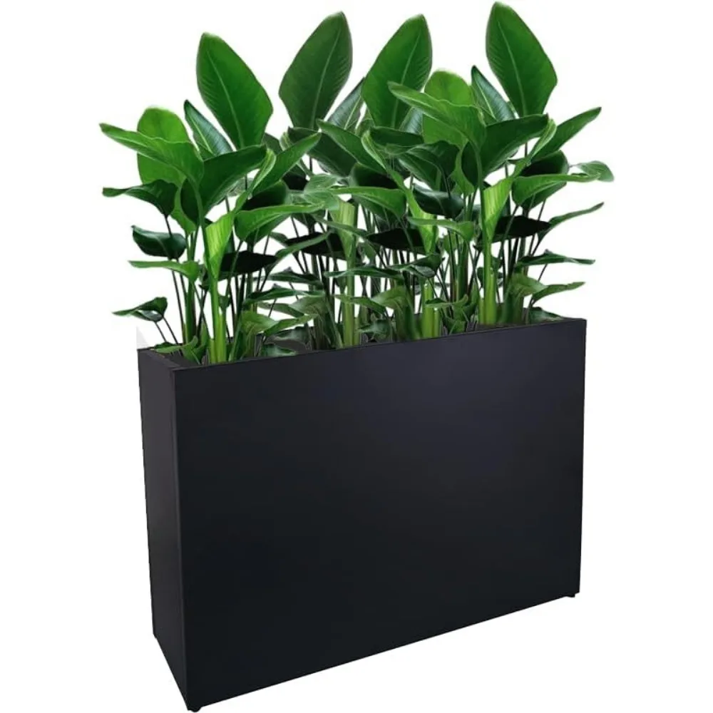 

Metal Tall Long Planter Box Large Rectangular Planter Flower Pot with Drainage Holes for Indoor Outdoor Deck Porch Garden Home P