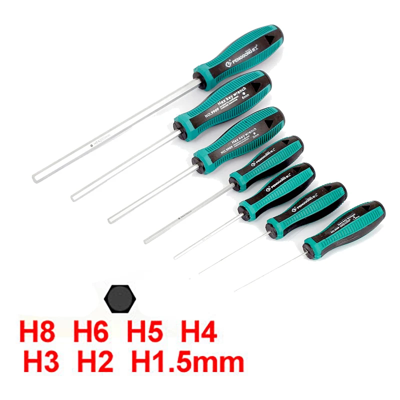 7pcs H8 H6 H5 H4 H3 H2 H1.5mm Magnetic Tip Hex Socket Screwdriver Nonslip Hexagonal Socket Wrench Nut Driver Repair Hand Tool