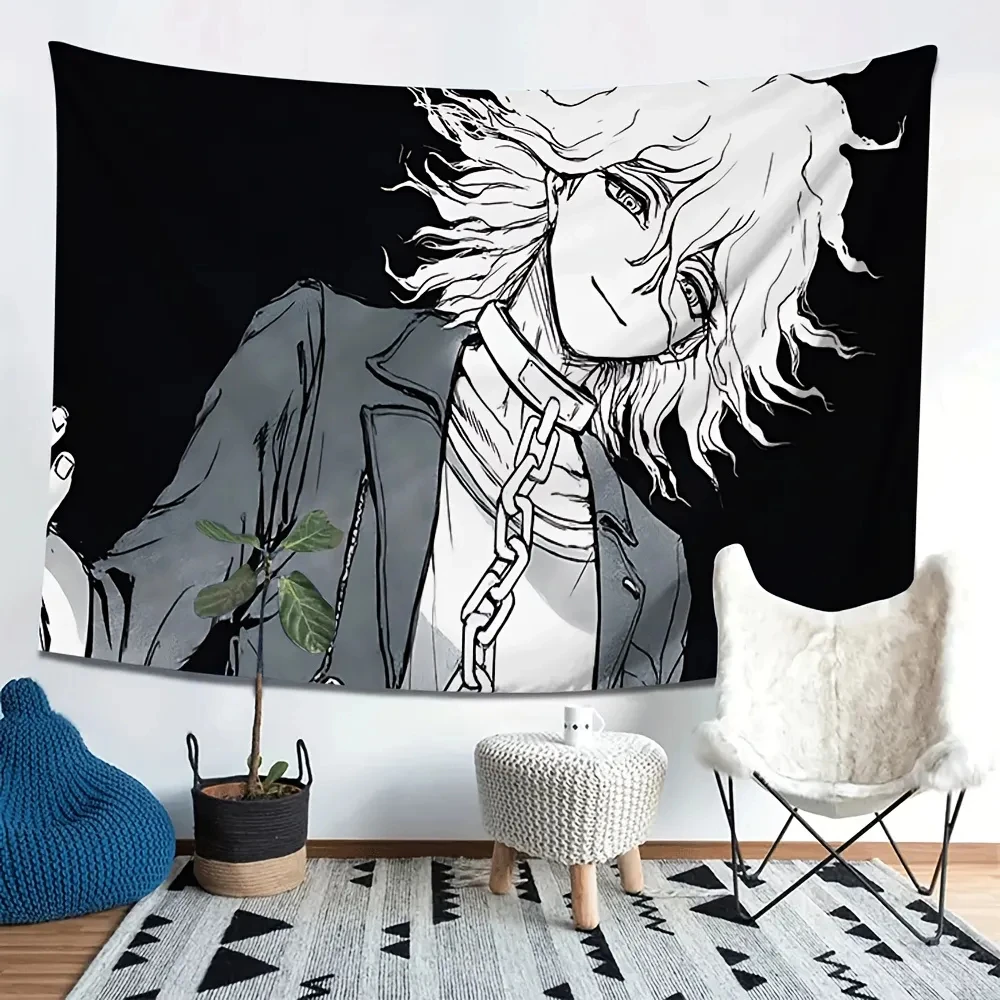 N- Nagito Komaeda Anime Tapestry, Black White Manga Wall Hanging for Bedroom Dorm Decor