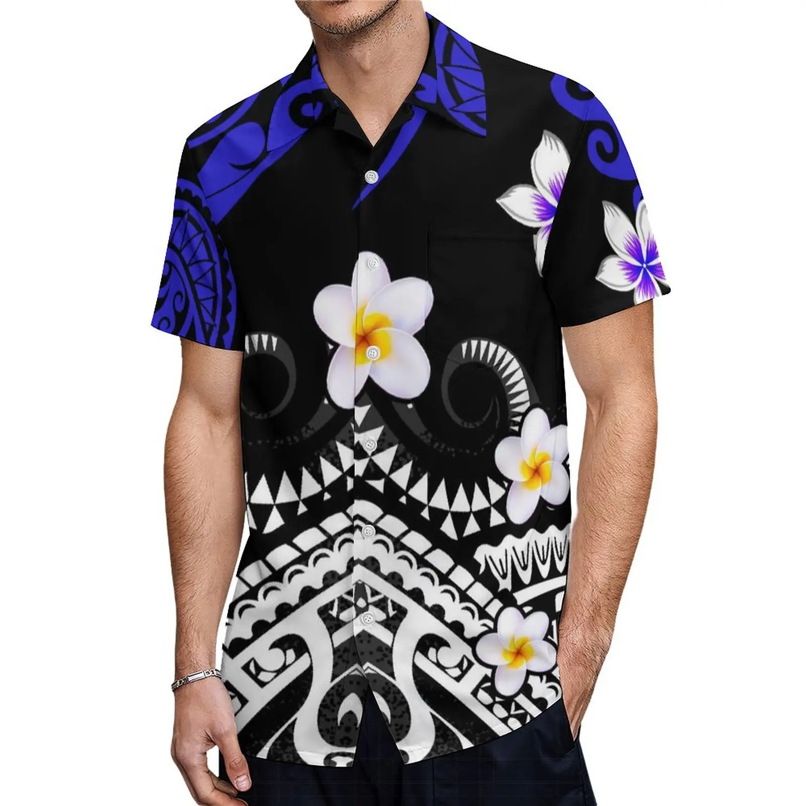 Aangepaste Polynesische Stam Mode Zak Lange Rok Mumu Casual Jurk Met Heren Aloha Shirt Art Retro Pay Set