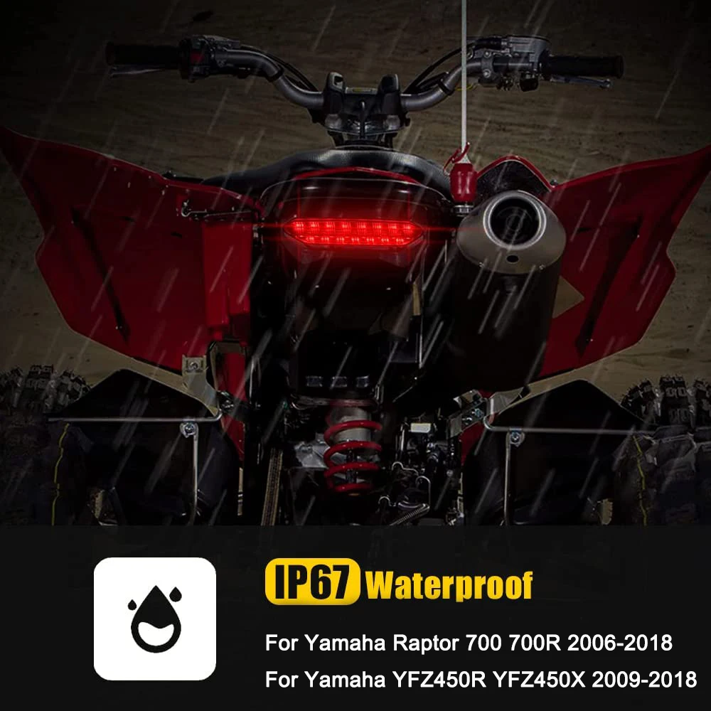 ATV LED الضوء الخلفي الجمعية الفرامل وقف تشغيل مصباح لياماها YZF 450 YFZ450R YFZ450X رابتور 700 700R 2006-2018 دخان الذيل ضوء #3