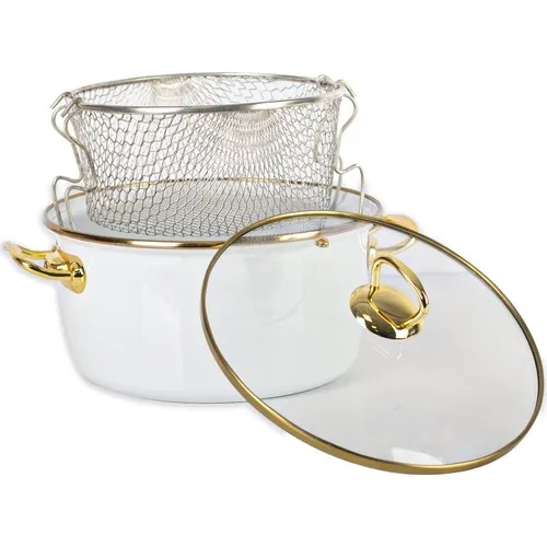 Acar Qualita 10814 22 cm Enamel Fry pot White Gold