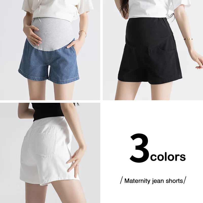 Summer Casual Cotton Maternity Shorts Wide Leg Loose Adjustable Elastic Waist Belly Clothes for Pregnant Women Pregnancy