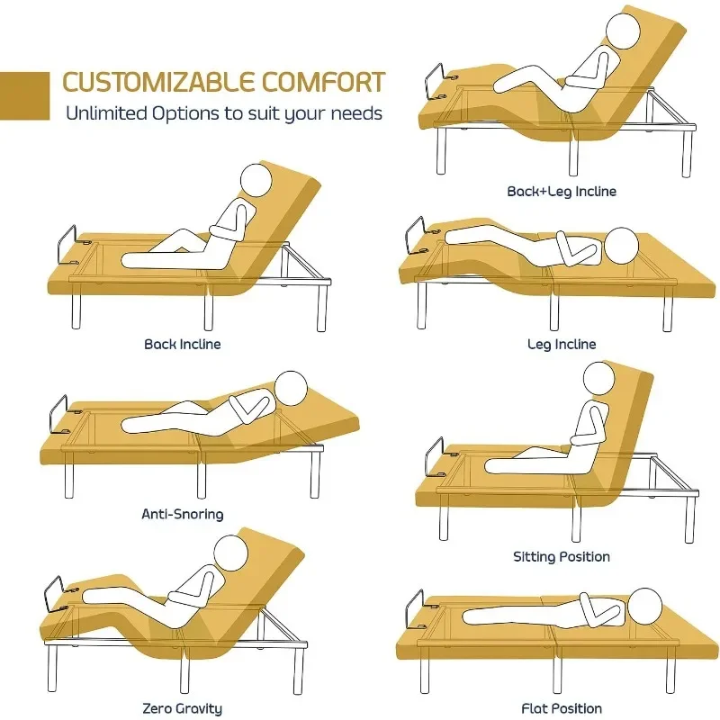 Ajustável gravidade zero massagem cama Frame, cama Frame