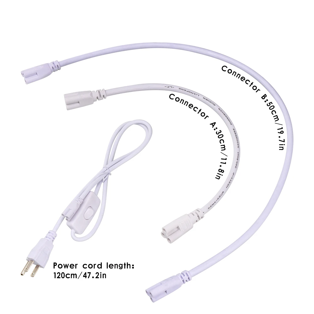 T5 T8 Extension Cord 3Pin LED Tube Connector Cable 50cm 100cm Power Wire ON/OFF Switch For Integrated Tube Light EU US Plug