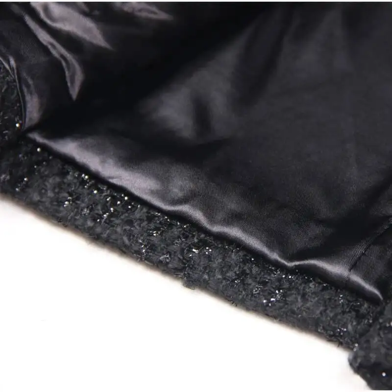 เสื้อแจ็คเก็ตทวีดทรงสลิมสีดำสำหรับผู้หญิง LEOSOXS ประดับลูกปัดเล็บ แฟชั่นเสื้อคลุมคาร์ดิแกนสั้น คอโอ เสื้อเบลเซอร์สำหรับสุภาพสตรีทำงาน ฤดูใบไม้ร่วง 2025 ชุดสูทใหม่