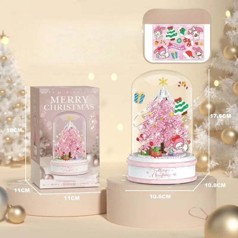 

Рождественский подарок, прозрачные розовые елочные строительные блоки, креативная сборка ручной работы, детские развивающие игрушки, украшения