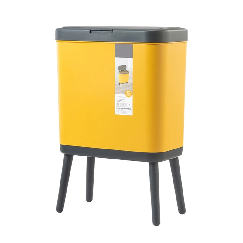 15L for Creative Dustbin High Foot with Lid Large Capacity Press Type Waste Bin Kitchen Garbage Container