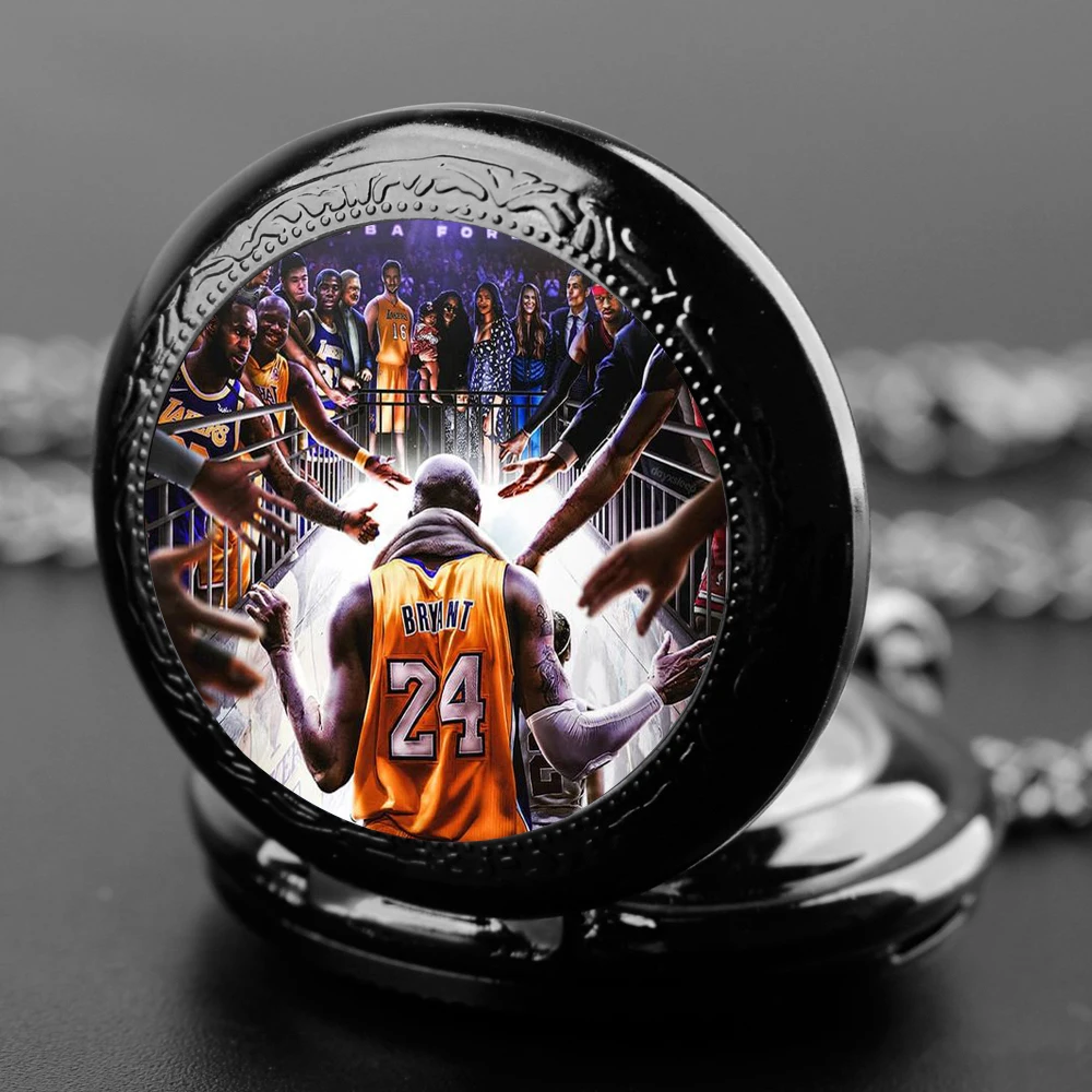 Reloj de bolsillo oficialmente autorizado de estrella del baloncesto: reloj de bolsillo de cuarzo con parche de cristal, exclusivo para fanáticos del baloncesto