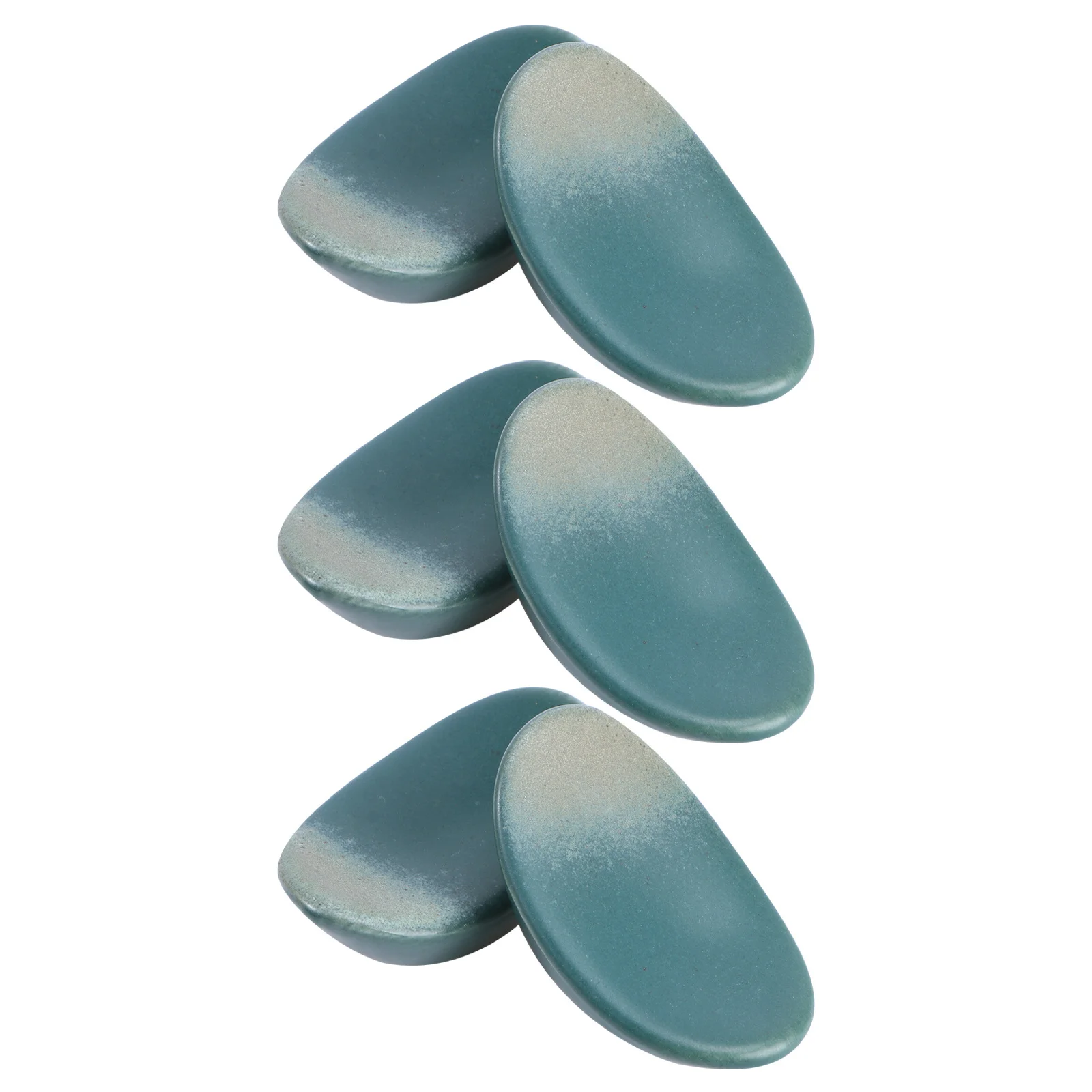 

6pcs Flambed Glazed Ceramic Chopsticks Rest Ingot-shaped Spoon Fork Holder Chopsticks Pillow Rack (Malachite Green)