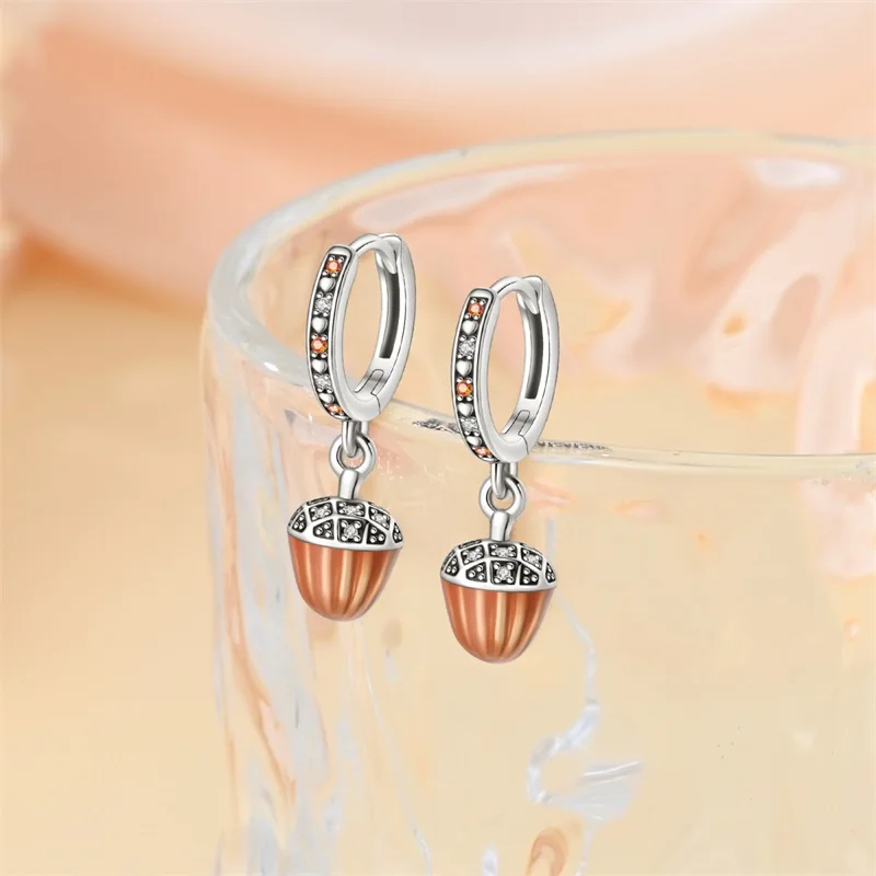 

New 925 Sterling Silver Pinecone Women Earrings Brilliant Wedding Engagement Star Earrings Jewelry Gifts