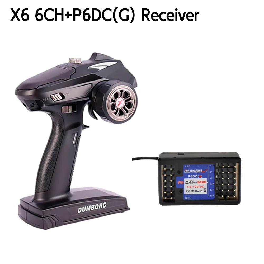 DUMBORC Zender Afstandsbediening 2.4G 6CH X6 met P6FG Gyro Ontvanger LED Lichtset voor 1/10 1/8 Crawler Axial SCX10 RC Auto