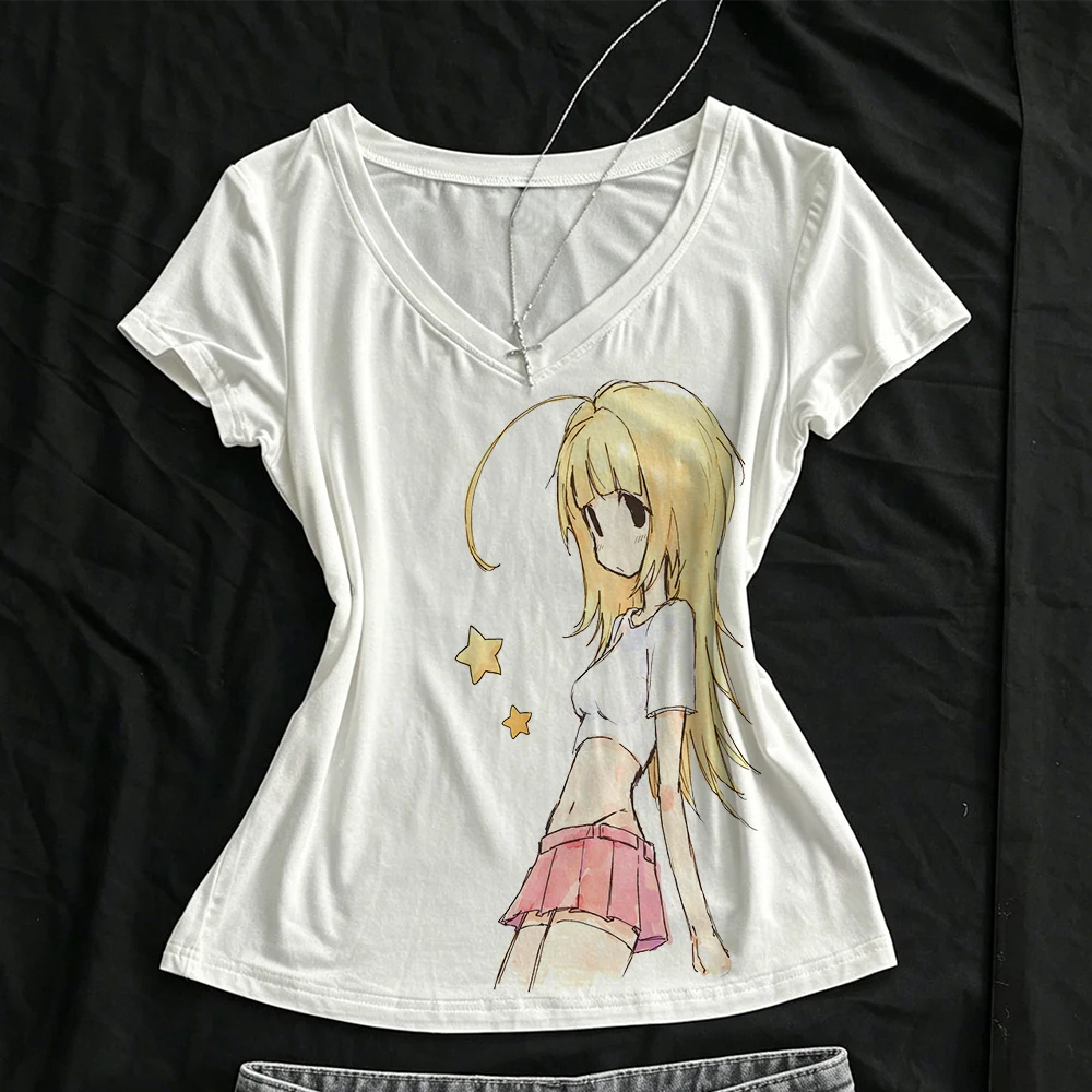 Emo Trashy Y2k 2000s Tops Women Top T Shirt for Women Anime Girl Woman Clothes 90s Clothes Vintage Kpop Women's Cropped Gothic ﻿