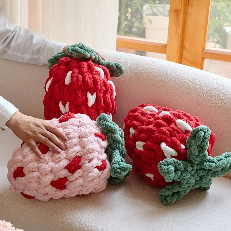 

Knitting Strawberry Pillows Heart Cushion Kawaii Gift Bedding Decorative Pillow For Sofa Modern Fashion Home Decorations