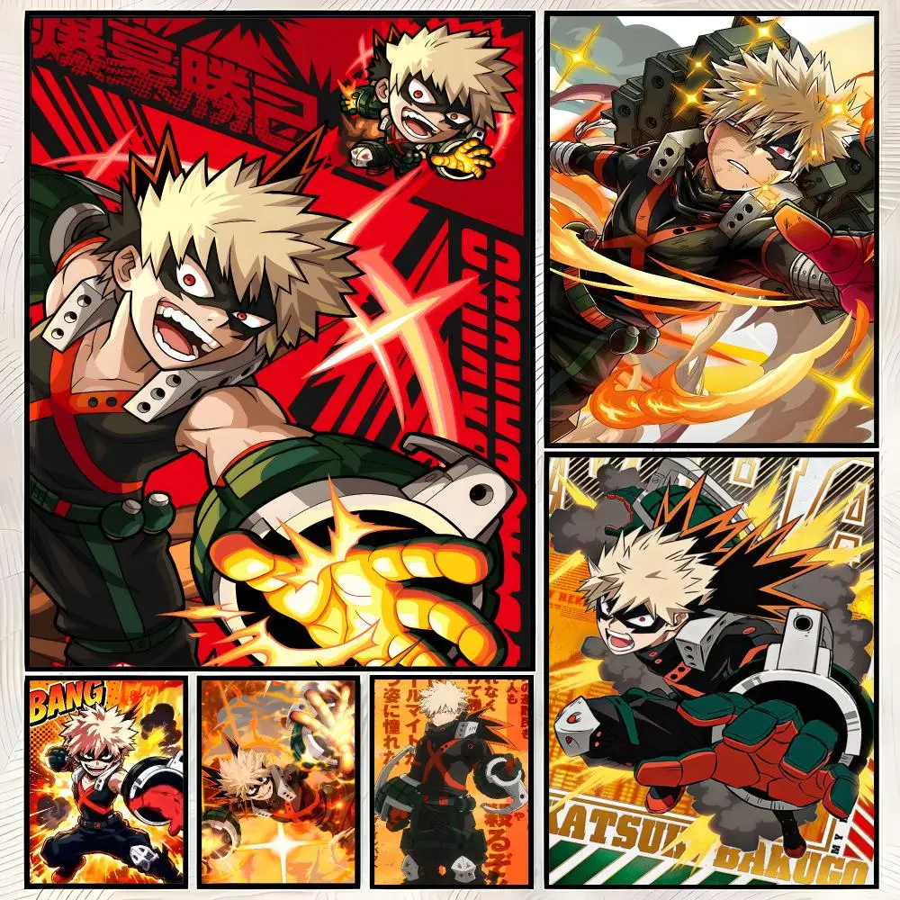 Katsuki Bakugo Poster Self-Stick HD PP paper Wall Art Poster, Waterproof Decor for Bedroom, Living Room and Home